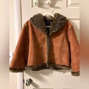 Cejon women’s faux fur and suede crop jacket size medium excellent condition